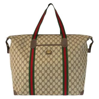 Gucci Pre-owned Tote Bags, unisex, Beige, Size: ONE SIZE Pre-owned GG Supreme Canvas Boston Bag