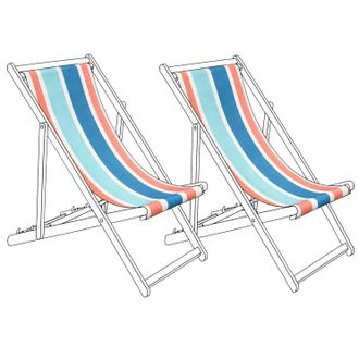 Beliani Conjunto De 2 Telas De Poli&eacute;ster Para Tumbona De Jard&iacute;n Patr&oacute;n De Rayas Exterior Multicolor Anzio / Avellino