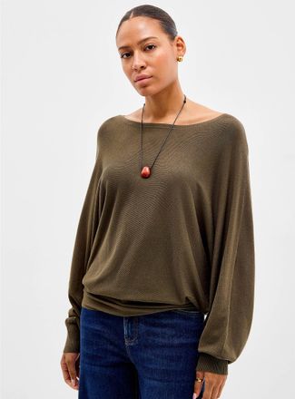 Contemporaine Womens Batwing-sleeve fine-knit sweater