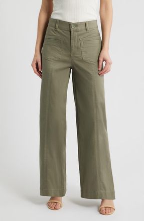Wit & Wisdom Skyrise Patch Pocket Wide Leg Pants in Laurel Oak at Nordstrom, Size 16P