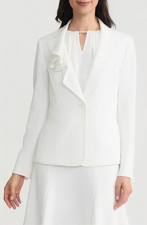 Kasper Ruffle Lapel Jacket in Lily White at Nordstrom, Size 6