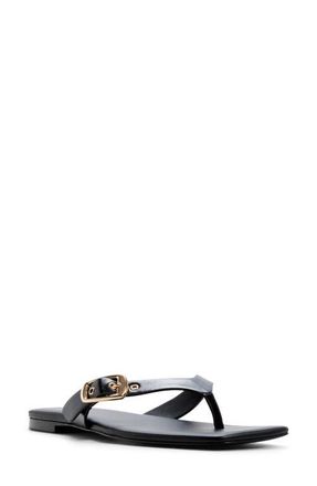 Aldo Leonnia Buckle Flip Flop in Black at Nordstrom, Size 8.5