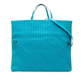 Bottega Veneta Pre-owned Tote Bags, female, Blue, Size: ONE SIZE Pre-owned Leather Shoulder Bag