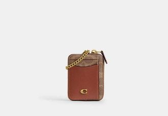 Coach Essential Chain Card Case In Signature Canvas