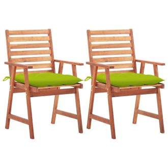 vidaXL Vidaxl - Sillas Comedor De Jard&iacute;n 2 Uds Madera Maciza Acacia Y Cojines
