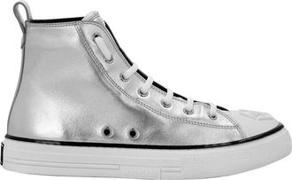 Philipp Plein Schoenen, Dames, Grijs, 40 EU, Leer, Megastar Hi-Top Sneakers
