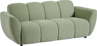 Vente-Unique Sof&aacute; de 3 plazas de tela verde con efecto acolchado JULORI