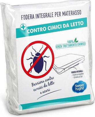 Sweet Night Fodera integrale per materasso una piazza e mezza 120x200 cm Anti cimice e antiacaro Silenzioso Chiusura a cerniera Senza trattamento chimico