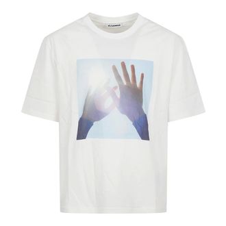 Jil Sander T-Shirts, male, White, Size: XL Cotton Crew-Neck T-Shirt