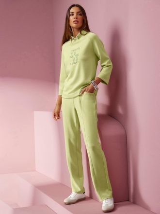 Heine Sweatshirt HEINE, Damen, Gr. 36, gr&uuml;n (pistazie), 50% Modal, 44% Polyester, 6% Elasthan, unifarben, Rundhals, Sweatshirts Sweatshirt