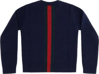 Gucci Web Stripe Wool Sweater For Girl Abyss Blue-Green-Red Merino Ovis Aries Sweatshirts Blue/green/red