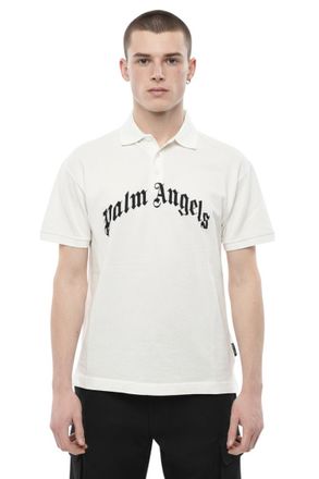 Palm Angels White Logo Shirt Collar Polo