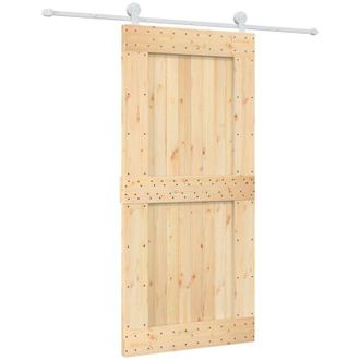 vidaXL Puerta Corredera Con Herrajes Madera Maciza De Pino 95x210 Cm Vidaxl