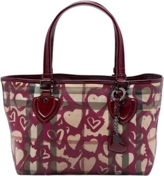 Burberry Tweedehands Canvas handtassen - Dames - Vintage Shopper - Rood - ONE Size - Vintage