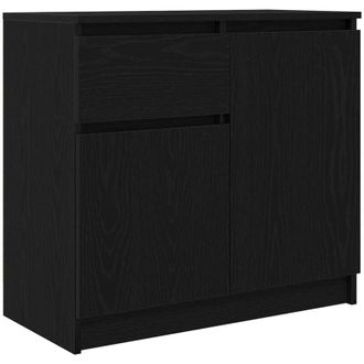 vidaXL Vidaxl - Aparador con cajón roble negro 71x35x65 cm madera de ingeniería