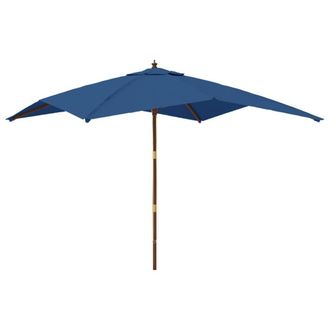 Berkfield Home Garden Parasol with Wooden Pole Azure Blue 300x300x273 cm | Size: 300 x 300 x 273 cm