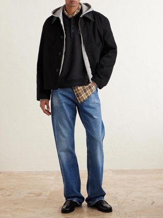 Cherry Los Angeles Five Star Studded Logo-Embroidered Cotton-Jersey Sweatshirt