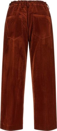 Nude Velvet Wide-Leg Trousers - Rust