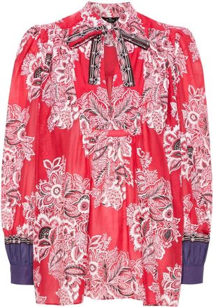 Etro floral-print blouse - women - Silk/Cotton - 42 - Red