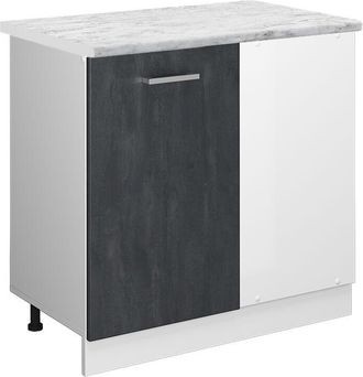 Vicco Armario De Esquina R-line, Hormig&oacute;n Negro, 86 Cm Et M&aacute;rmol