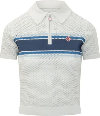Casablanca Mesh Stripe Top - Dames - Ronde hals truien - Wit - M - Katoen - Truien & Vesten