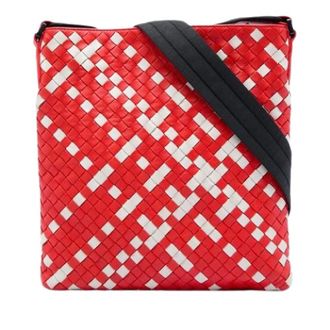 Bottega Veneta Pre-owned Woven Leather Crossbody Bag - Dames - Pre-owned - Rood - Maat: ONE Size Leer