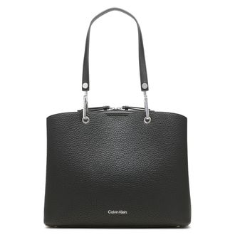 Calvin Klein Womens Garnet Triple Compartment Tote, Black/Silver, One Size