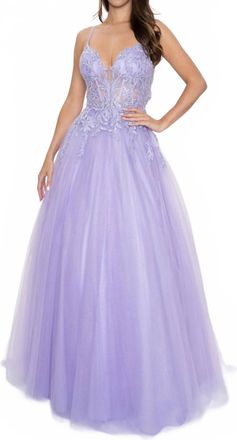 Nina Canacci Formal Long Prom A-Line Dress In Lilac