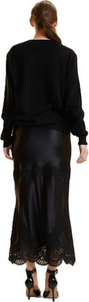 Cynthia Rowley Satin Lace Skirt in Black at Nordstrom, Size X-Small