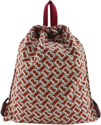 Burberry Pre-owned TB Monogram Nylon Backpack - Dames - Vintage Rugzakken - Oranje - ONE Size - Nylon - Vintage