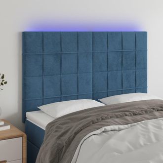 vidaXL Cabecero Con Luces Led Terciopelo Azul Oscuro 144x5x118/128 Cm Vidaxl