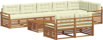 vidaXL Conjunto De Sof&aacute;s De Exterior 9 Uds. Natural Y Crema Vidaxl