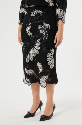 Marina Rinaldi Campale Knit Midi Skirt in Ivory/black at Nordstrom, Size X-Large