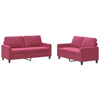 vidaXL Vidaxl - Juego De Sof&aacute;s Con Cojines 2 Piezas Terciopelo Rojo Tinto