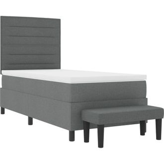 vidaXL Box Spring Bed with Mattress Dark Grey 90 x 200 cm Fabric vidaXL