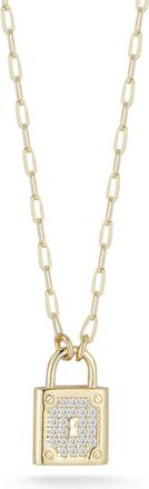 Glaze Jewelry Pav&eacute; Cubic Zirconia Padlock Pendant Necklace in Gold at Nordstrom Rack