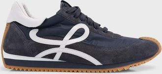 Loewe Mens Nylon and Suede Flow Runner Sneakers