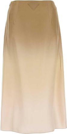 Prada Womens Ombr&eacute; Silk Skirt Beige