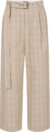 Iceberg Comfort fit geruite broek - Dames - Straight fit broeken - Beige - 2XS - Katoen - Broeken