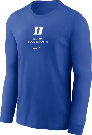 Nike Duke Sideline Nike Mens Dri-FIT College Long-Sleeve T-Shirt in Blue | 02EW4EVDU-LDX