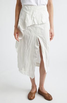 Proenza Schouler Hansly Crinkle Cotton Blend Midi Skirt in Off White at Nordstrom, Size 10