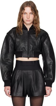 ブルゾン ALEXANDER WANG Women Jackets 1WC1253278 001 BLACK Logo-Embroidered Bomber Jacket in BLACK | alexanderwang®