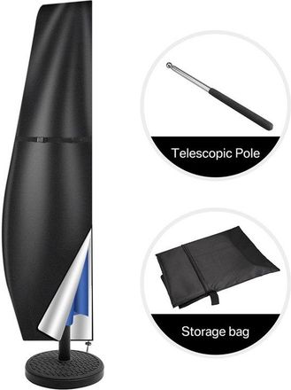 No Brand Funda Impermeable Para Sombrilla Voladiza: Con M&aacute;stil Extensible Y Cremallera, Para Di&aacute;metros De 2 A 4 M, Resistente A La Intemperie Y Al Viento