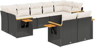 vidaXL Set De Sof&aacute;s De Jard&iacute;n 8 Piezas Y Cojines Rat&aacute;n Sint&eacute;tico Negro Vidaxl