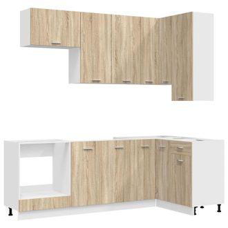 vidaXL Unidad De Cocina Lyon 8 Uds. Roble Sonoma Madera De Ingenier&iacute;a Vidaxl