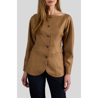 ZOE AND CLAIRE Bateau Neck Jacket in Camel at Nordstrom, Size X-Small