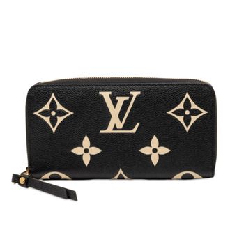 Louis Vuitton Monogram Empreinte Beige Black Leather Long Wallet (Bi-Fold) (Pre-Owned)
