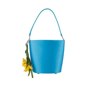 Self Portrait Satin Bucket Bag - Dames - Schoudertassen - Blauw - ONE Size - Polyester - Tassen