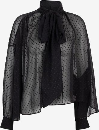 Chlo&eacute; Schluppenbluse aus getupftem Seidengeorgette