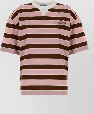 Prada cotton oversized striped t shirt chest pocket